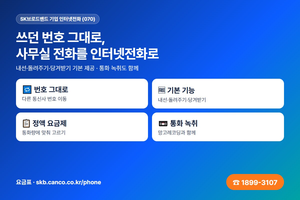 SK브로드밴드 기업 인터넷전화 070 — 번호 그대로